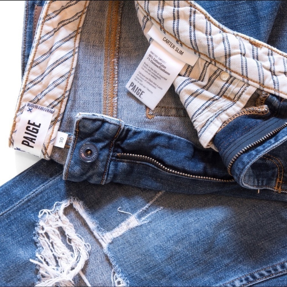 Paige Carter Slim Jeans Amanda Destructed EUC Size 30 - Picture 8 of 9